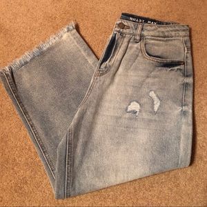 Cropped Denim Wide Leg Jeans